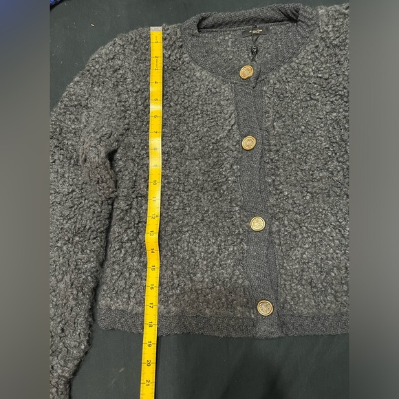 Massimo Dutti Boucle Knit Cardigan with button Charcoal Gray - Picture 10 of 12